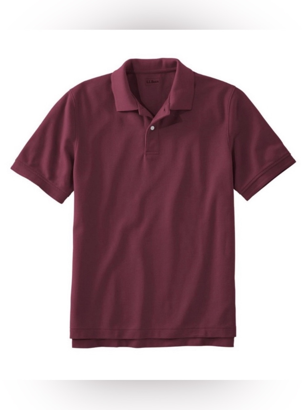 L.L. BEAN POLO COLLAR SHIRT COTTON DEEP WINE BURGUNDY SHORT SLEEVES